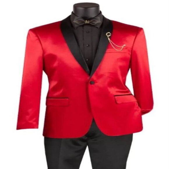 Shiny Suit - Sharkskin Tuxedo - Bright Color Tuxedo In Red...